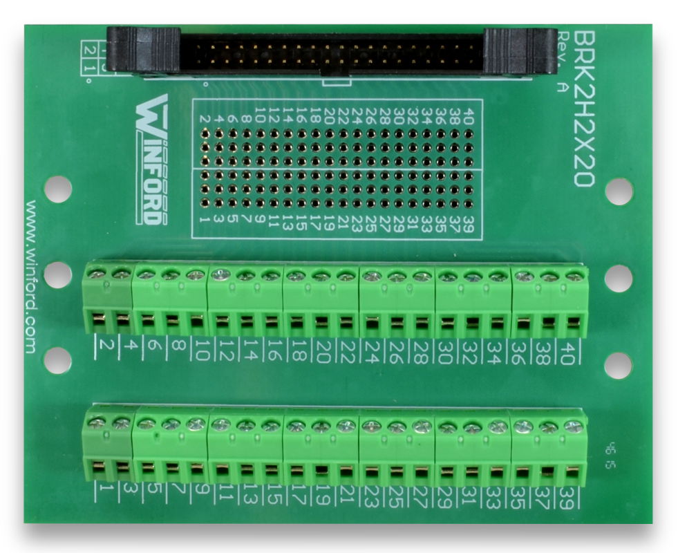 2x20 2mm Header (40 position IDC ribbon connector) Breakout Board with