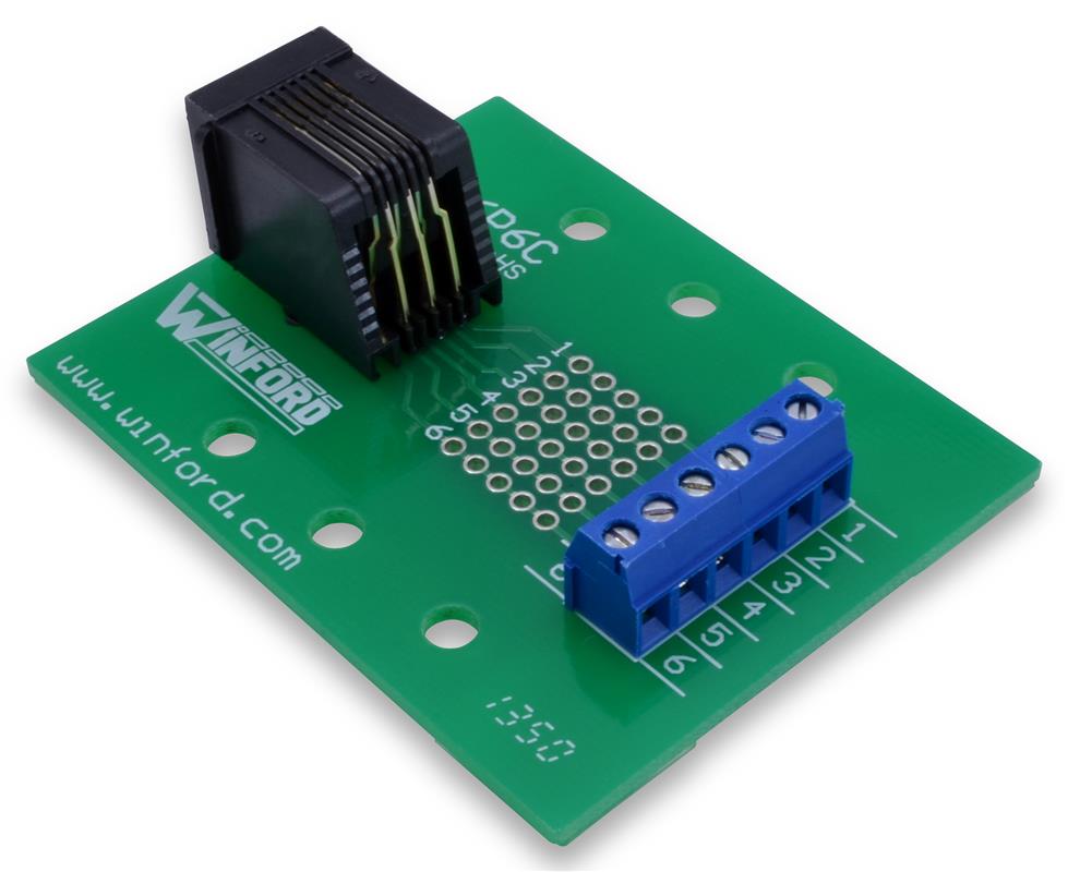 RJ11/RJ12 6P6C Modular Jack Breakout Board with Screw Terminals