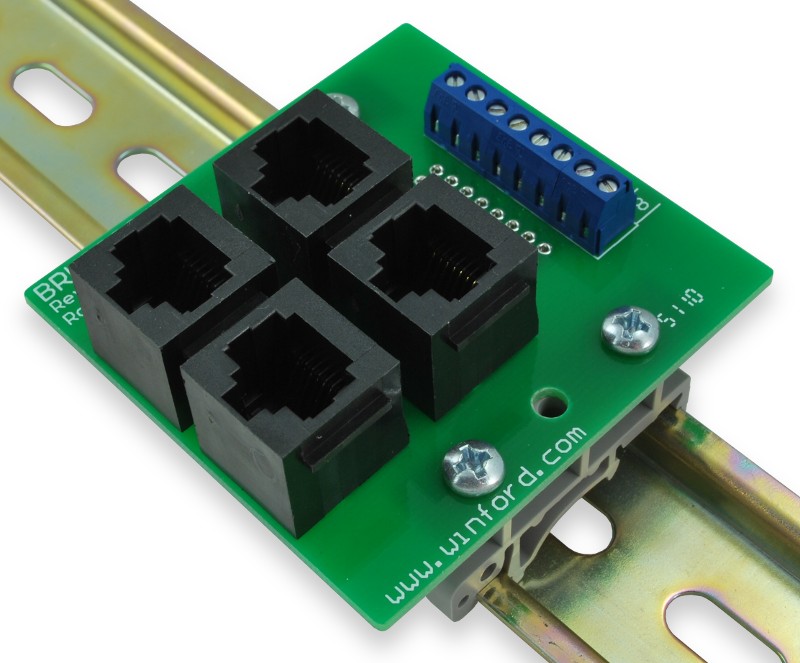 RJ45 8P8C 4Way Modular Jack Breakout/Buss Board with Screw Terminals