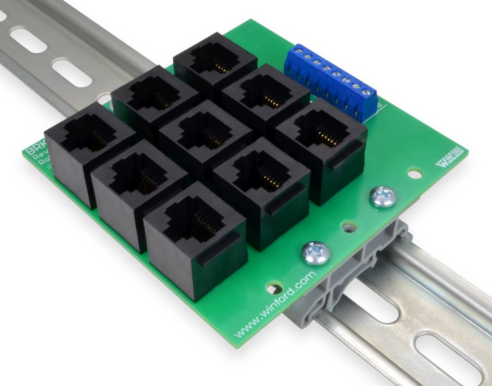 RJ45 8P8C Modular Jack 9Way Breakout/Buss Board with Screw Terminals