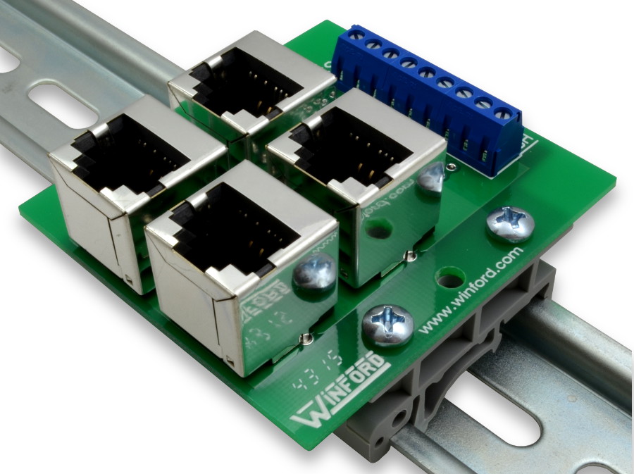 RJ45 8P8C Shielded 4Way Modular Jack Breakout/Buss Board Winford