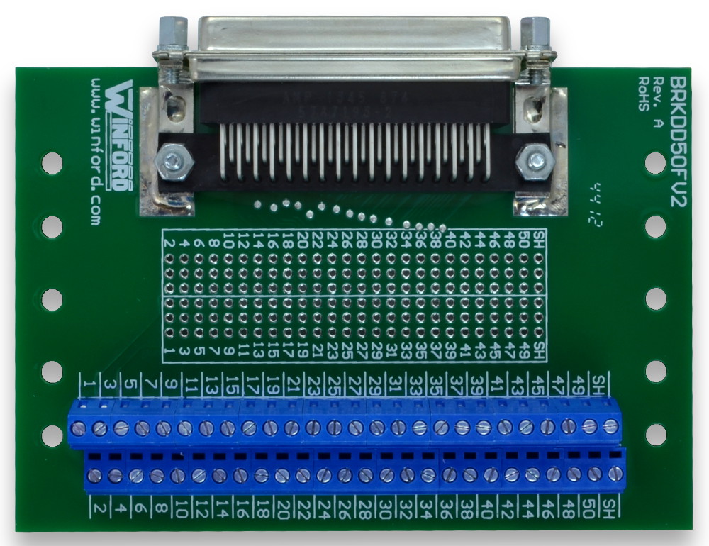 DB50 Breakout Board with Screw Terminals Winford Engineering