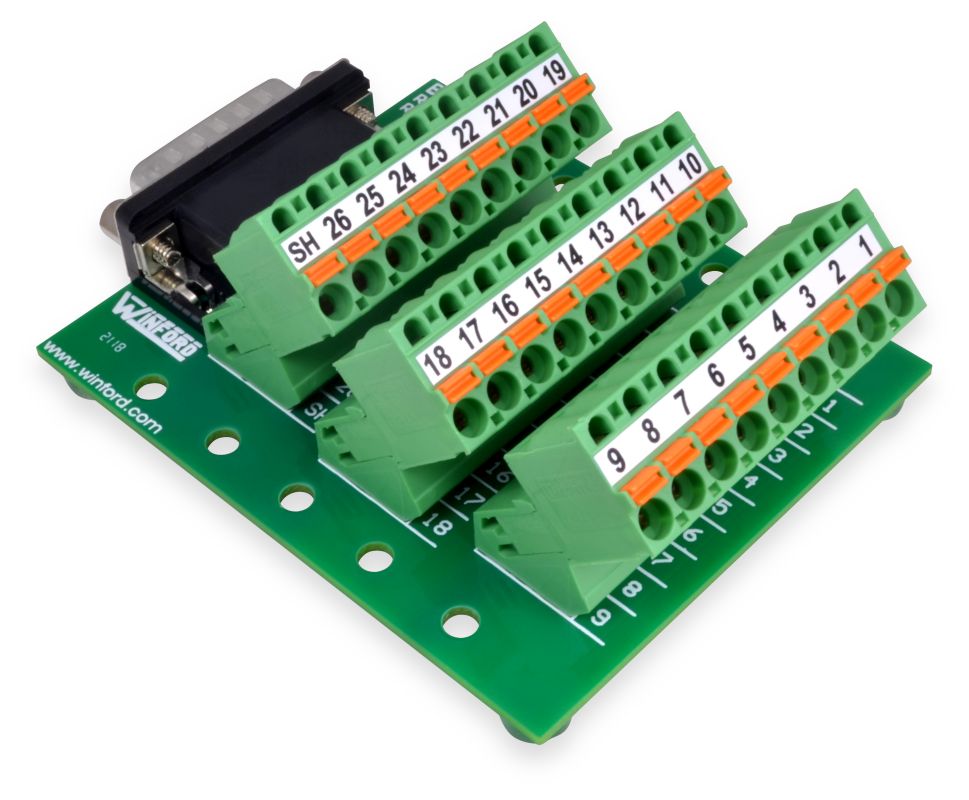 DB26HD Pluggable Terminal Breakout Boards Winford Engineering