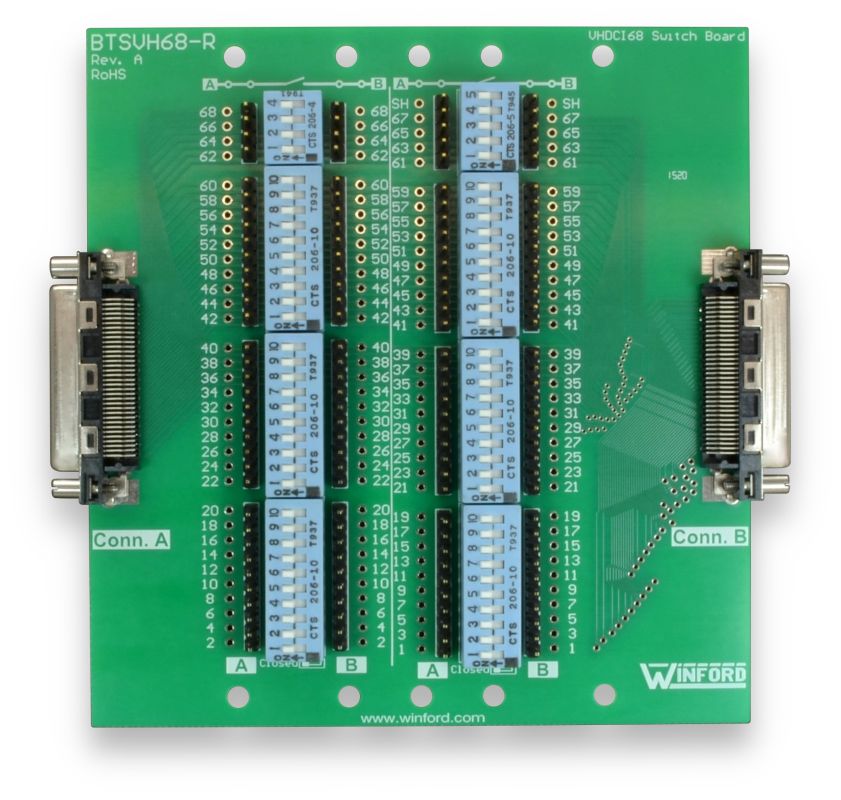 Diagnostic Breakout Board with Switches VHDCI 68Pin SCSI5 Connector