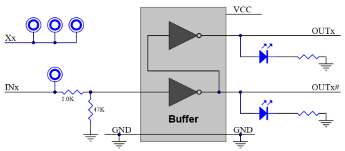 BUFDNI103 Simplified Schematic (one channel shown)