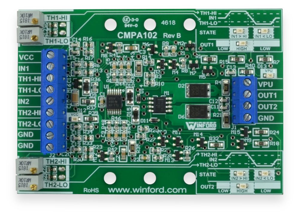 Analog Comparator Board 2 Channels, Protected Outputs Winford