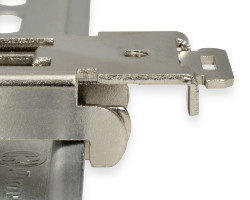 Brackets with a wider bumper have less space between the bracket and the DIN rail.