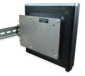 Front View of Device Mounted on DIN Plate and on DIN Rail