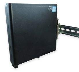 Front View of Device Mounted on DIN Plate and on DIN Rail