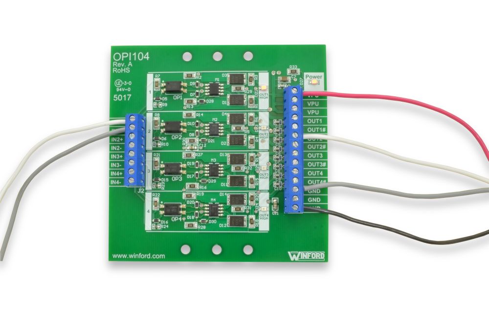OptoIsolator Board 4 Channels, Buffered Outputs Winford Engineering