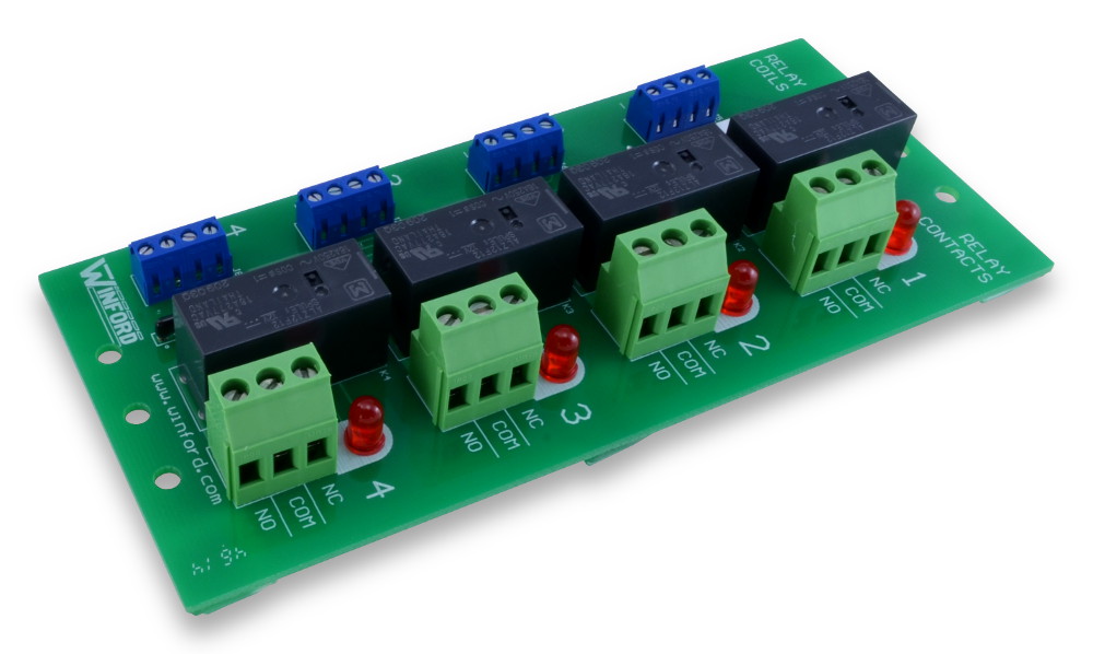 Relay Board 4 SPDT 15A Relays with Screw Terminals Winford Engineering