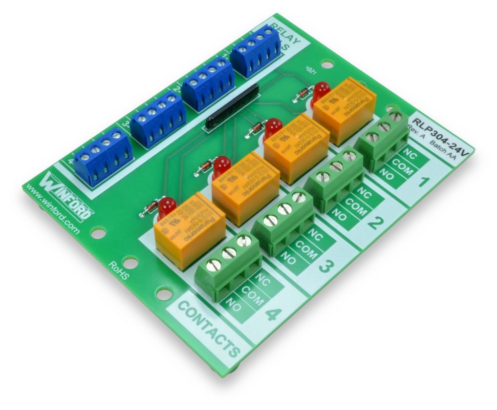 Relay Board 4 SPDT 2A Relays with Screw Terminals Winford Engineering