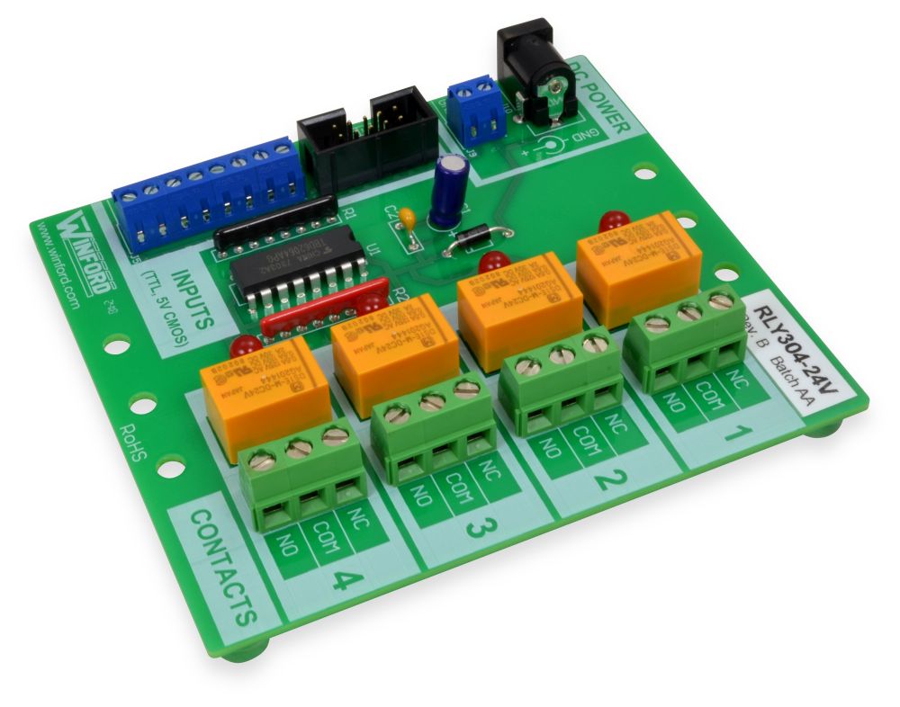 Relay Board TTL Logic Level Inputs, 4 SPDT 2A Relays Winford Engineering