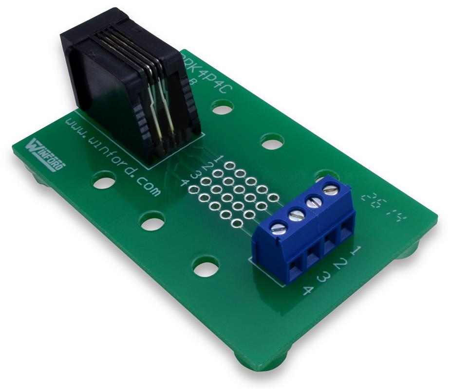 4P4C (RJ9 Modular Handset Jack) Breakout Board with Screw Terminals ...