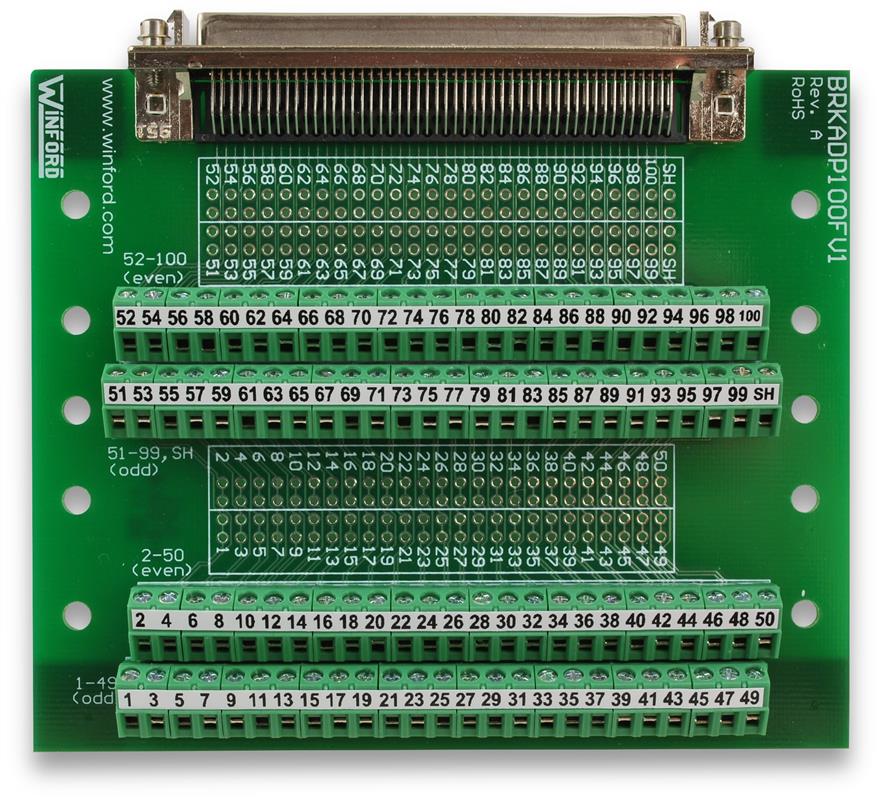 HalfPitch DSUB 100Pin Breakout Board with Screw Terminals Winford