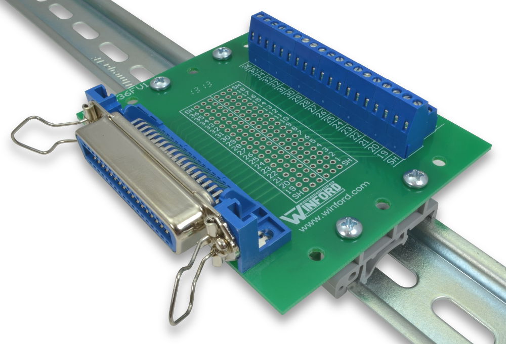 Centronics 36-Pin Breakout Board with Screw Terminals - Winford Engineering