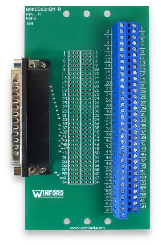D-SUB DB62HD Female Header Breakout Board, DSUB. D
