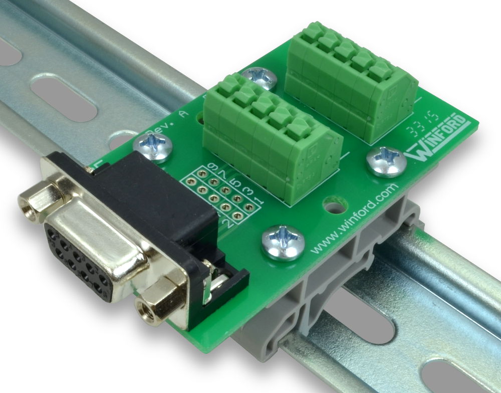 DB9 Breakout Board with Spring Connection Terminals - Winford Engineering