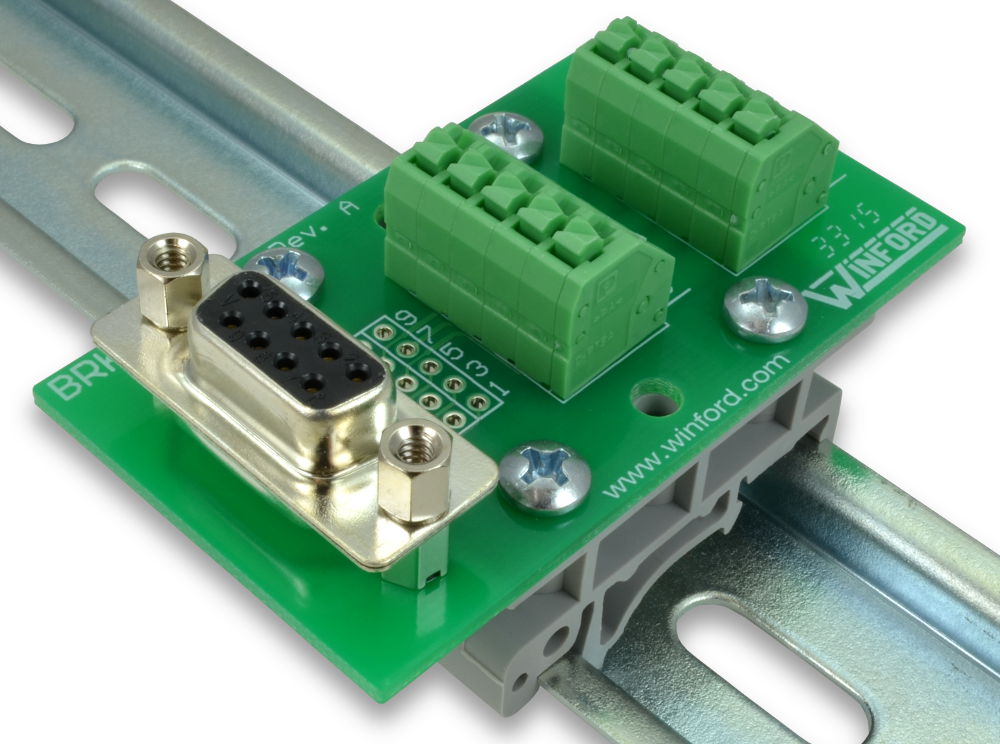 DB9 Breakout Board with Spring Connection Terminals - Winford Engineering