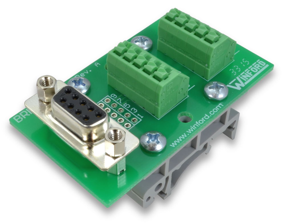 DB9 Breakout Board with Spring Connection Terminals - Winford Engineering