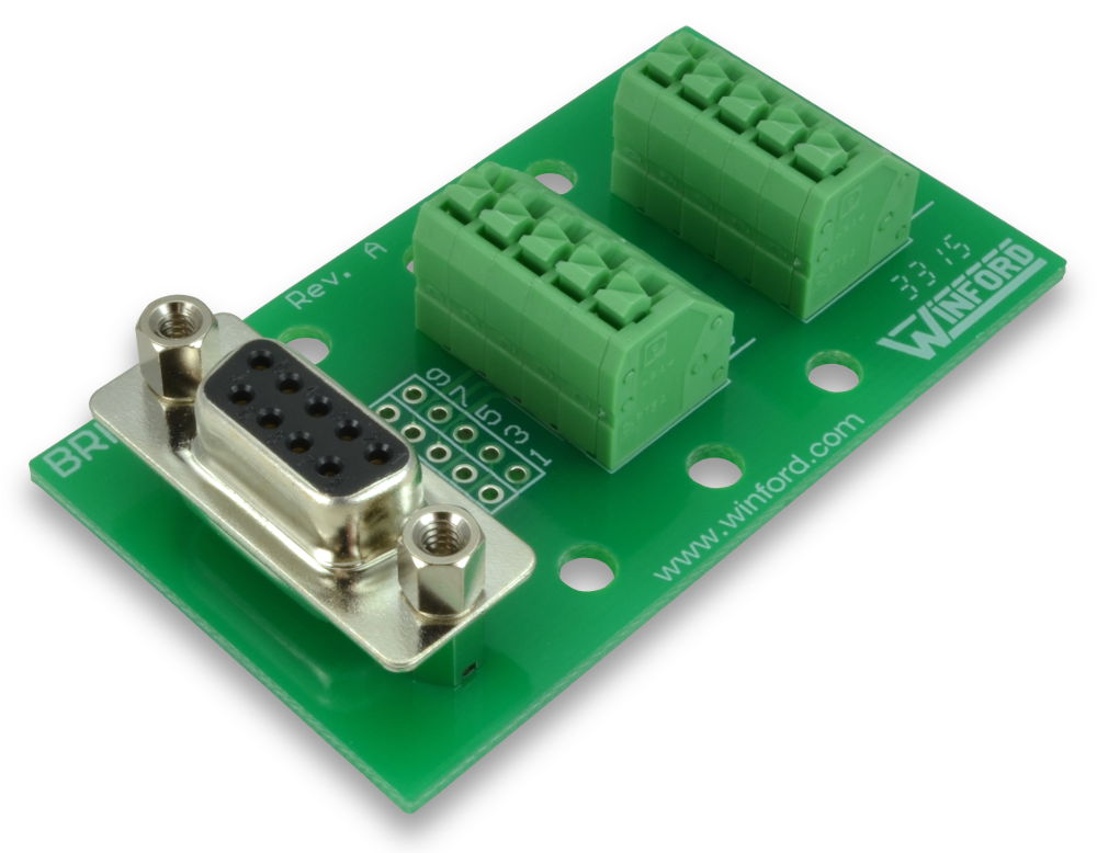 DB9 Breakout Board with Spring Connection Terminals - Winford Engineering
