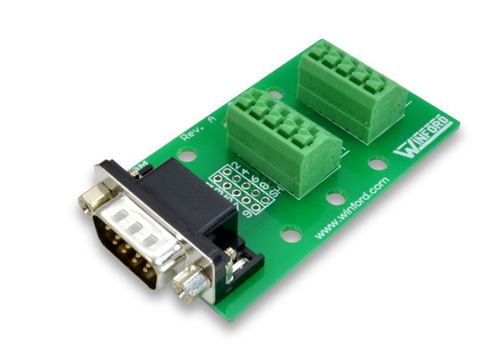 DB9 Breakout Board with Spring Connection Terminals - Winford Engineering