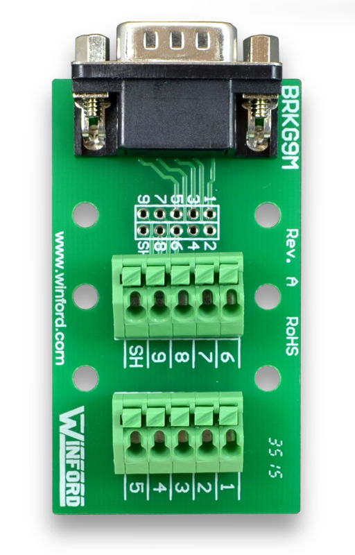DB9 Breakout Board with Spring Connection Terminals - Winford Engineering