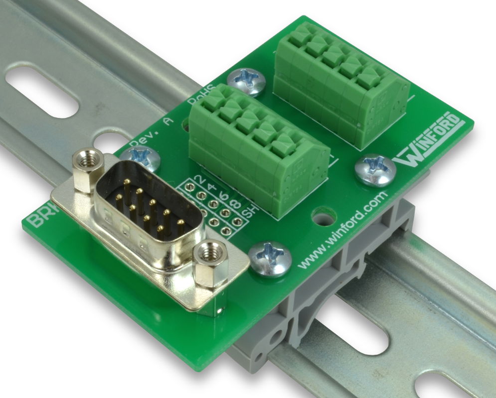 DB9 Breakout Board with Spring Connection Terminals - Winford Engineering