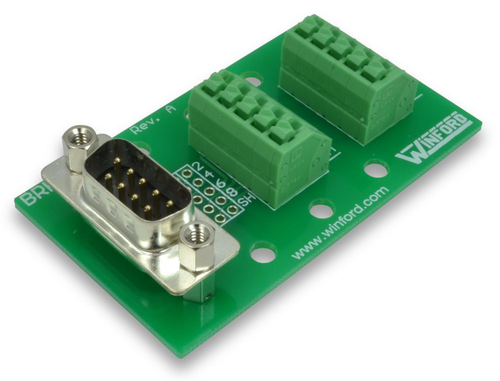 DB9 Breakout Board with Spring Connection Terminals - Winford Engineering