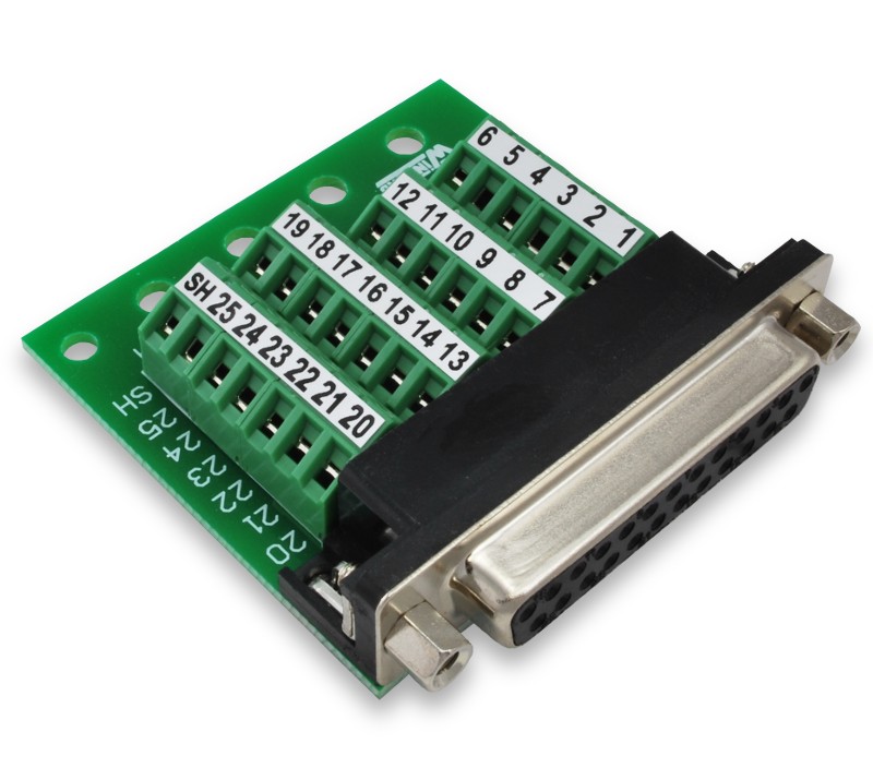 Db25 slim breakout board with screw terminals winford engineering