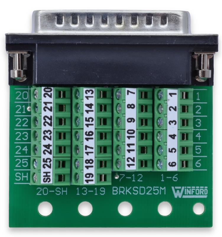 DB25 Slim Breakout Board with Screw Terminals Winford Engineering