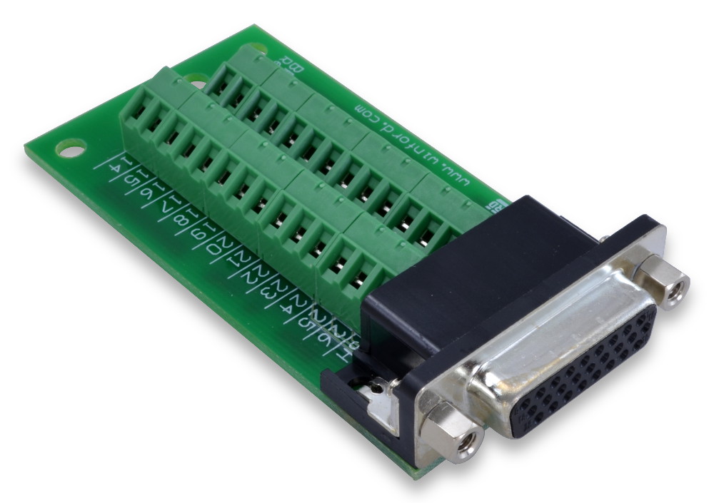 DB26HD Slim Breakout Board With Screw Terminals Winford Engineering