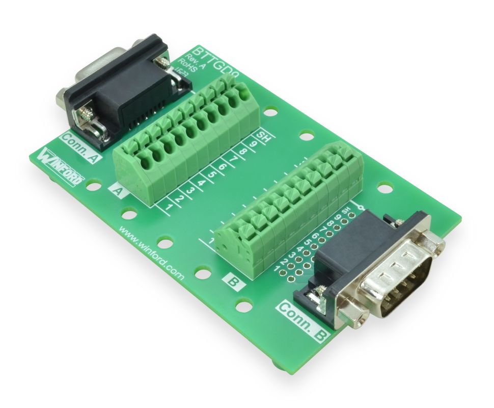 Diagnostic breakout board with spring terminals db9 connector