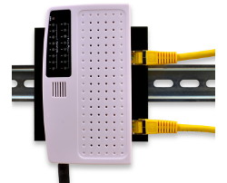 Front View of Device Mounted on DIN Plate and on DIN Rail