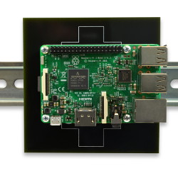 Front View of Device Mounted on DIN Plate and on DIN Rail