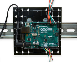 Front View of Device Mounted on DIN Plate and on DIN Rail