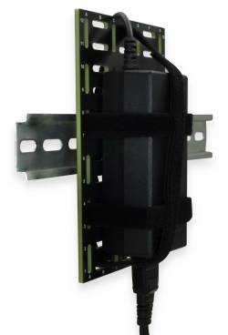 Front View of Device Mounted on DIN Plate and on DIN Rail