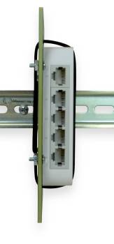 Front View of Device Mounted on DIN Plate and on DIN Rail