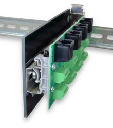Isometric View of Breakout Boards on DIN Rail Extender
