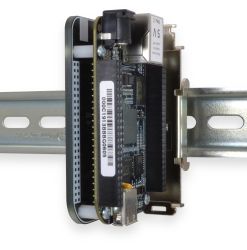 Front View of Device Mounted on DIN Plate and on DIN Rail