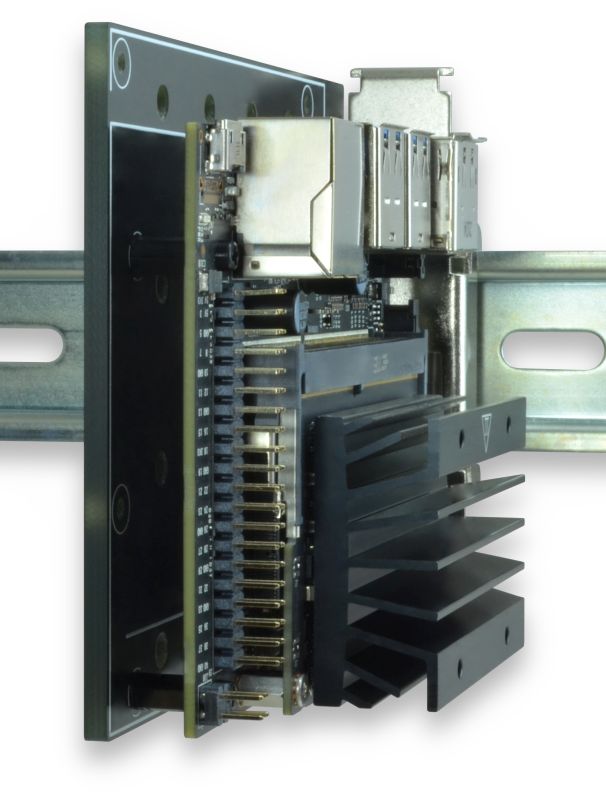 DIN Rail Mounting Plate with Right Angle Bracket, for Jetson Nano