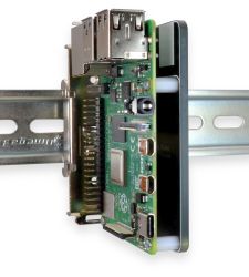 Front View of Device Mounted on DIN Plate and on DIN Rail