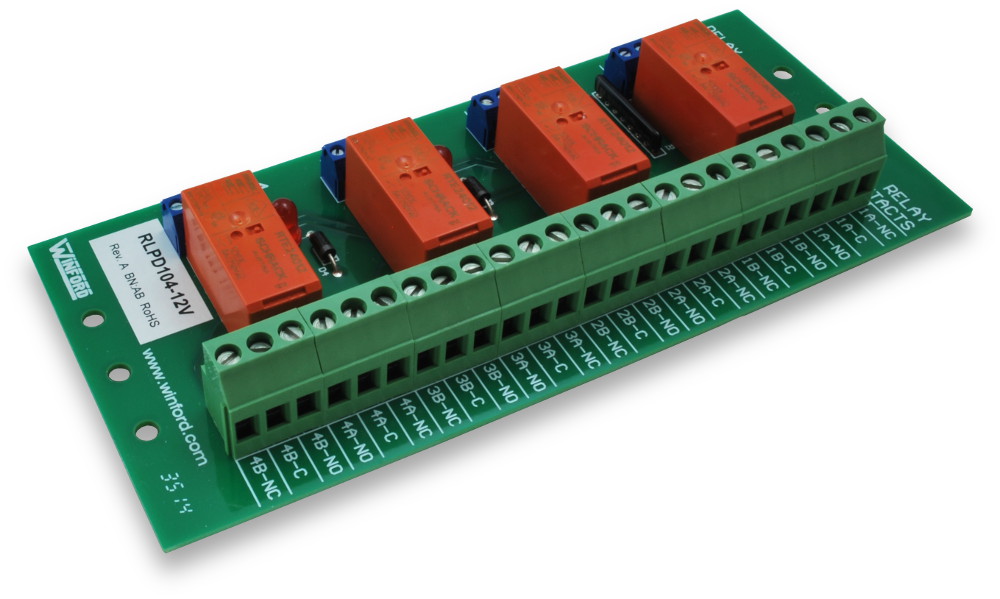 Relay Board 4 DPDT 5A Relays with Screw Terminals Winford Engineering